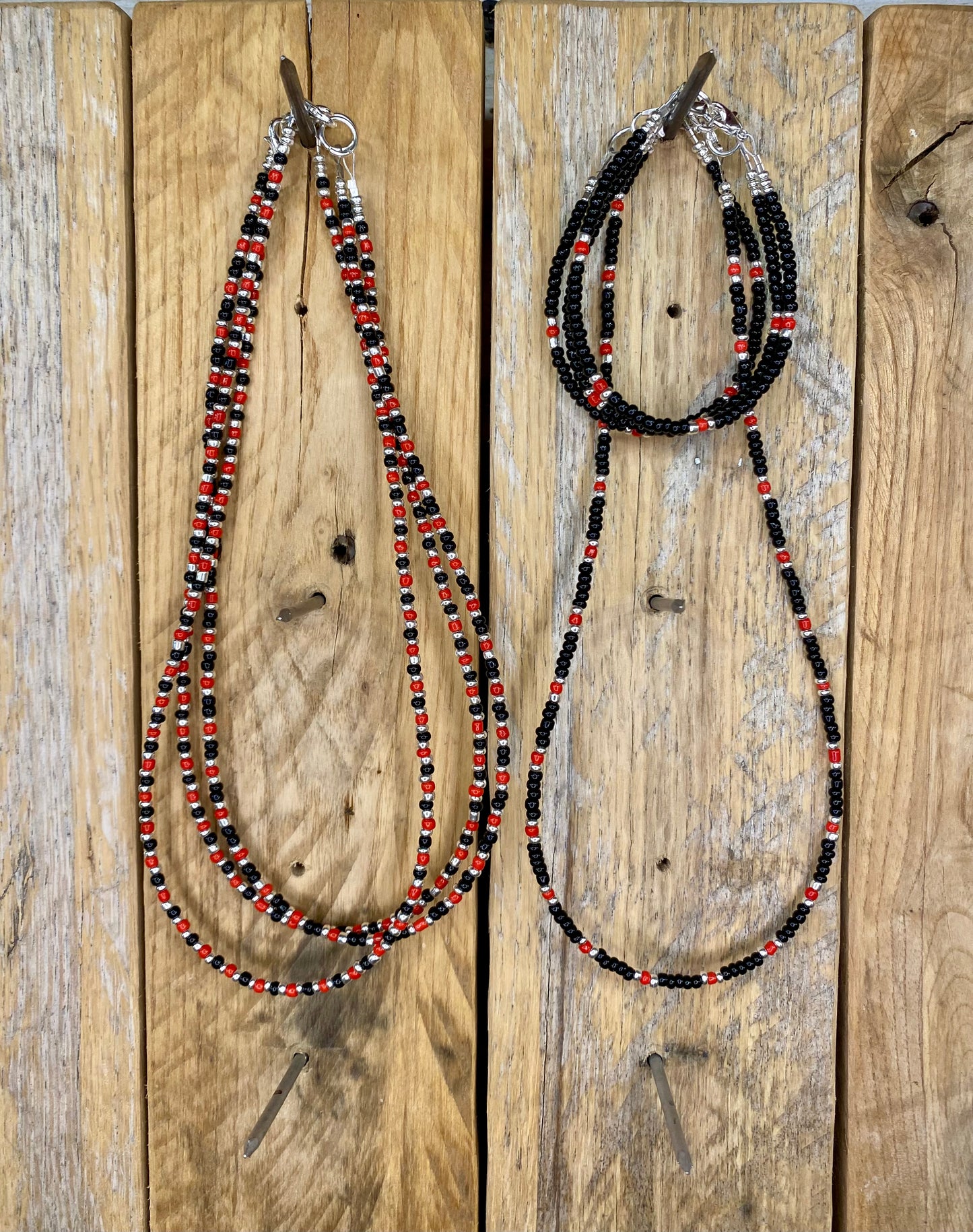 Red & Black Seed Bead Jewelry