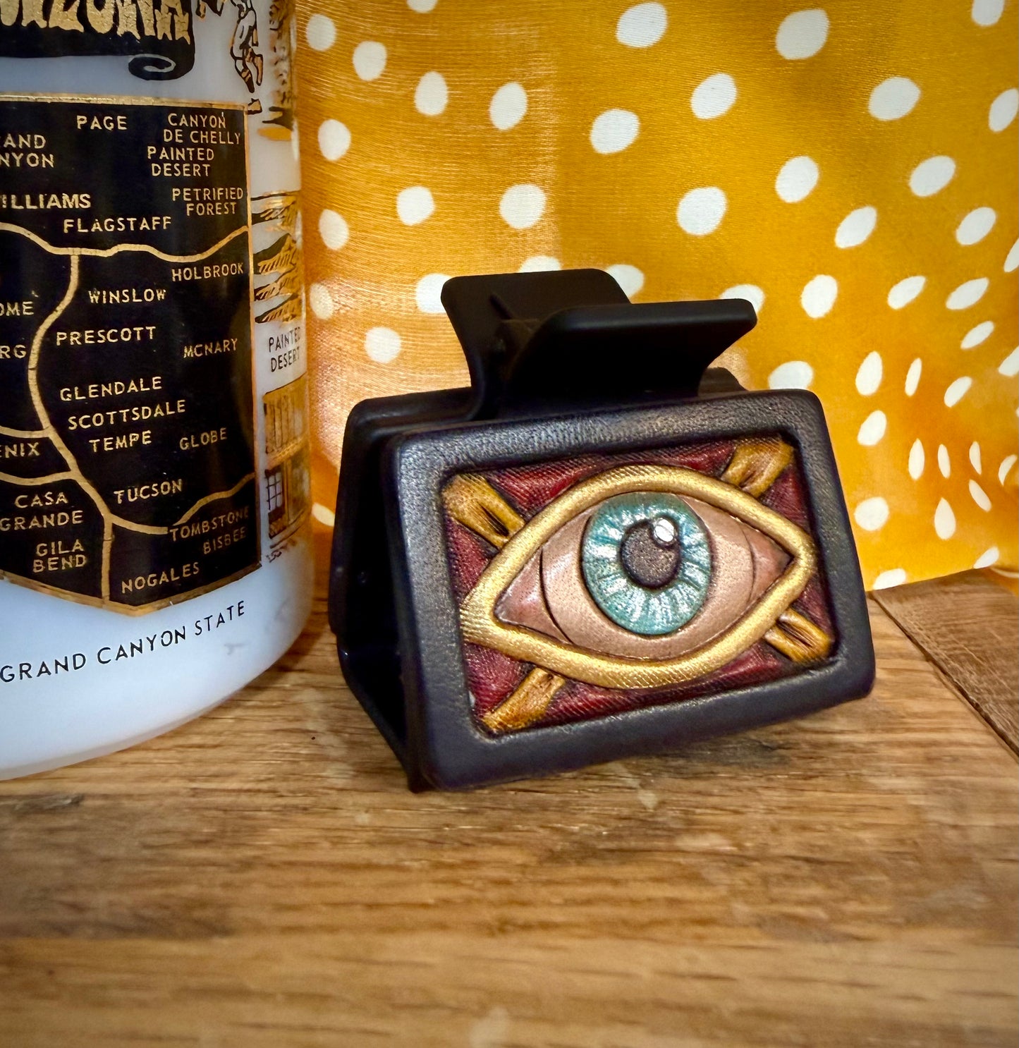 Tooled Leather Eye Claw Clip