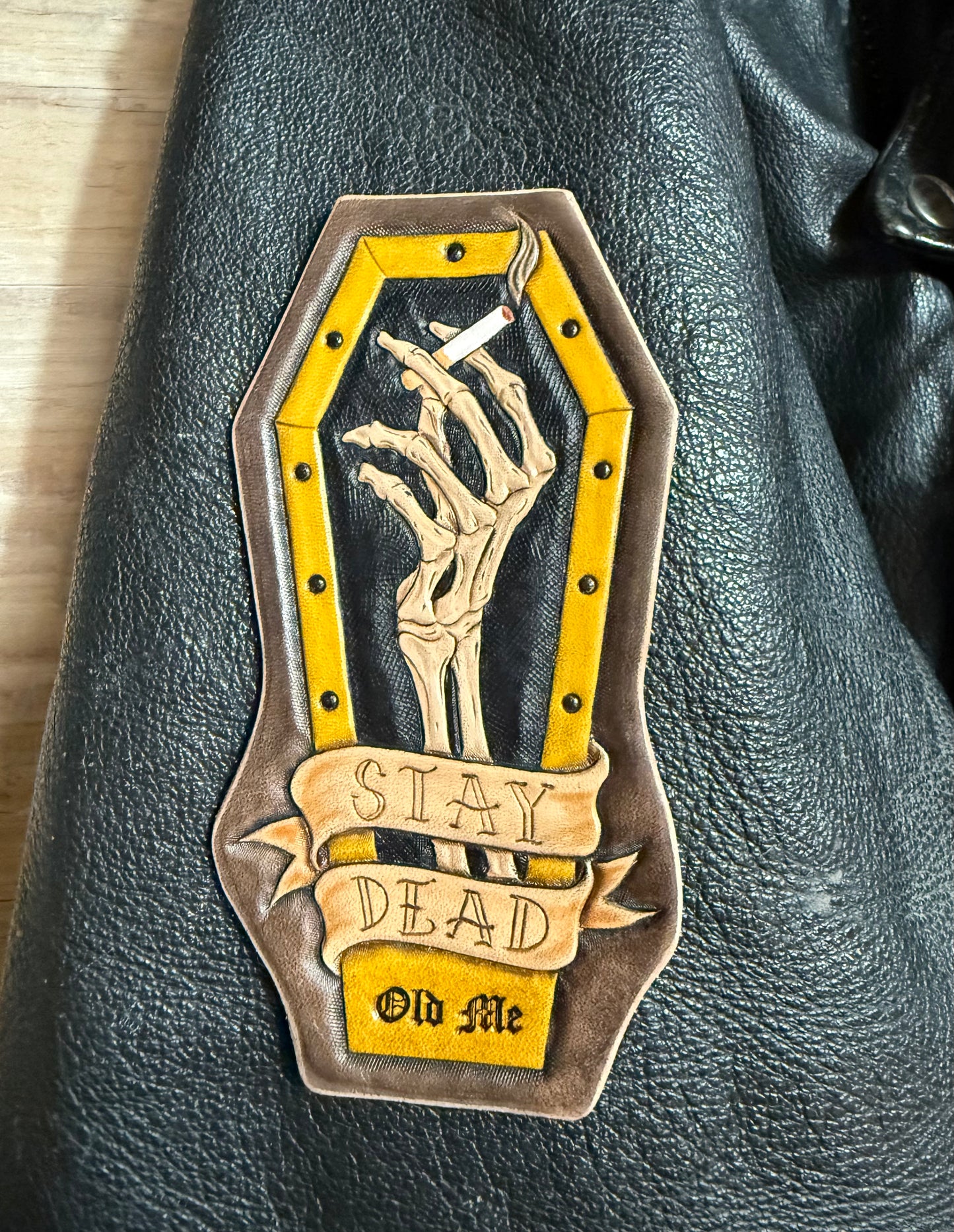 Stay Dead Hand Tooled Leather Patch