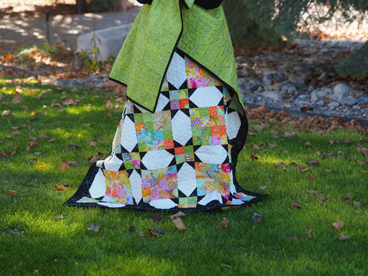 55” x 66” Handcrafted Black and White Geometric Quilt