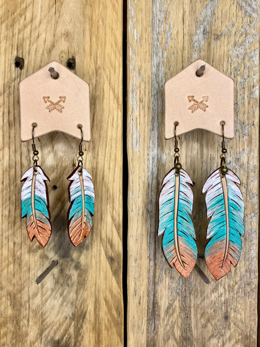 Leather Feather Earrings