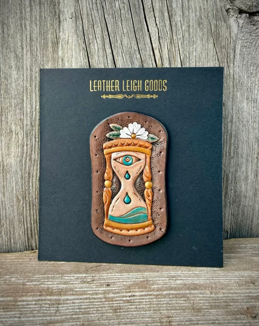 American Traditional Leather Hourglass Patch