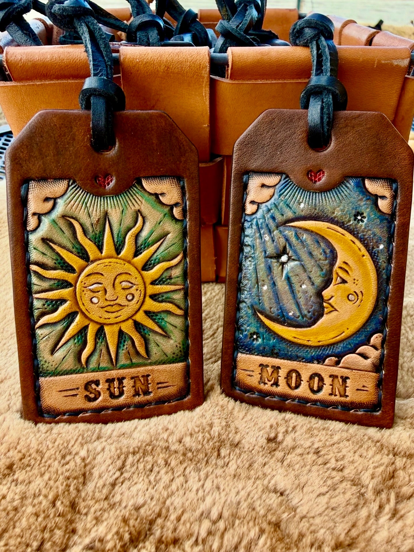 Sun and Moon Tarot Card Leather Valentines